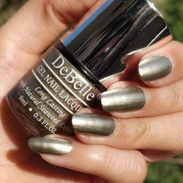 DeBelle Gel Nail Polish Rustique Gold (Metallic Rust Gold Nail Paint)|Non UV - Gel Finish |Chip Resistant | Seaweed Enriched Formula| Long Lasting|Cruelty and Toxic Free| 8ml